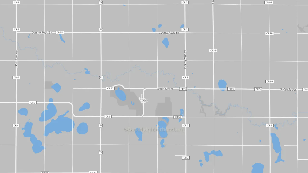 Bike Grade map of Delft, MN