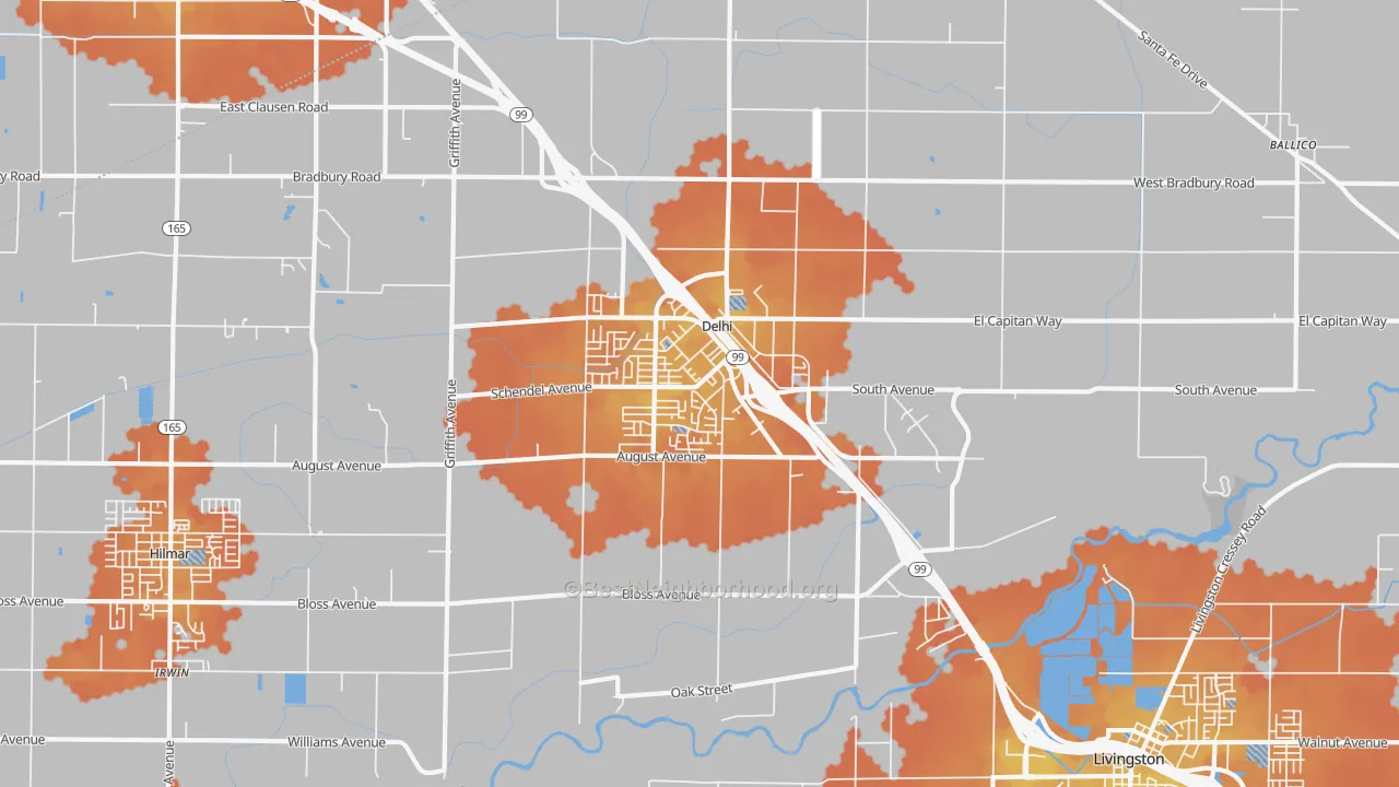 Bike Grade map of Delhi, CA