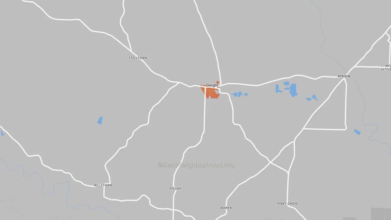 Bike Grade map of Delight, AR