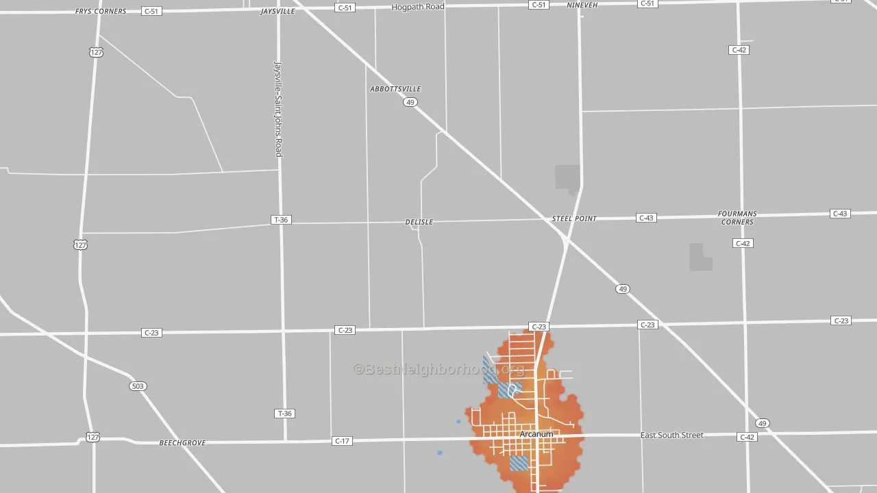 Bike Grade map of Delisle, OH