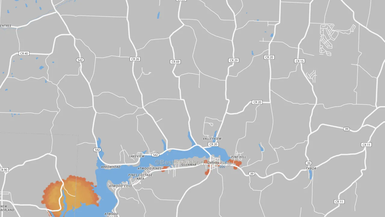 Bike Grade map of Dellroy, OH