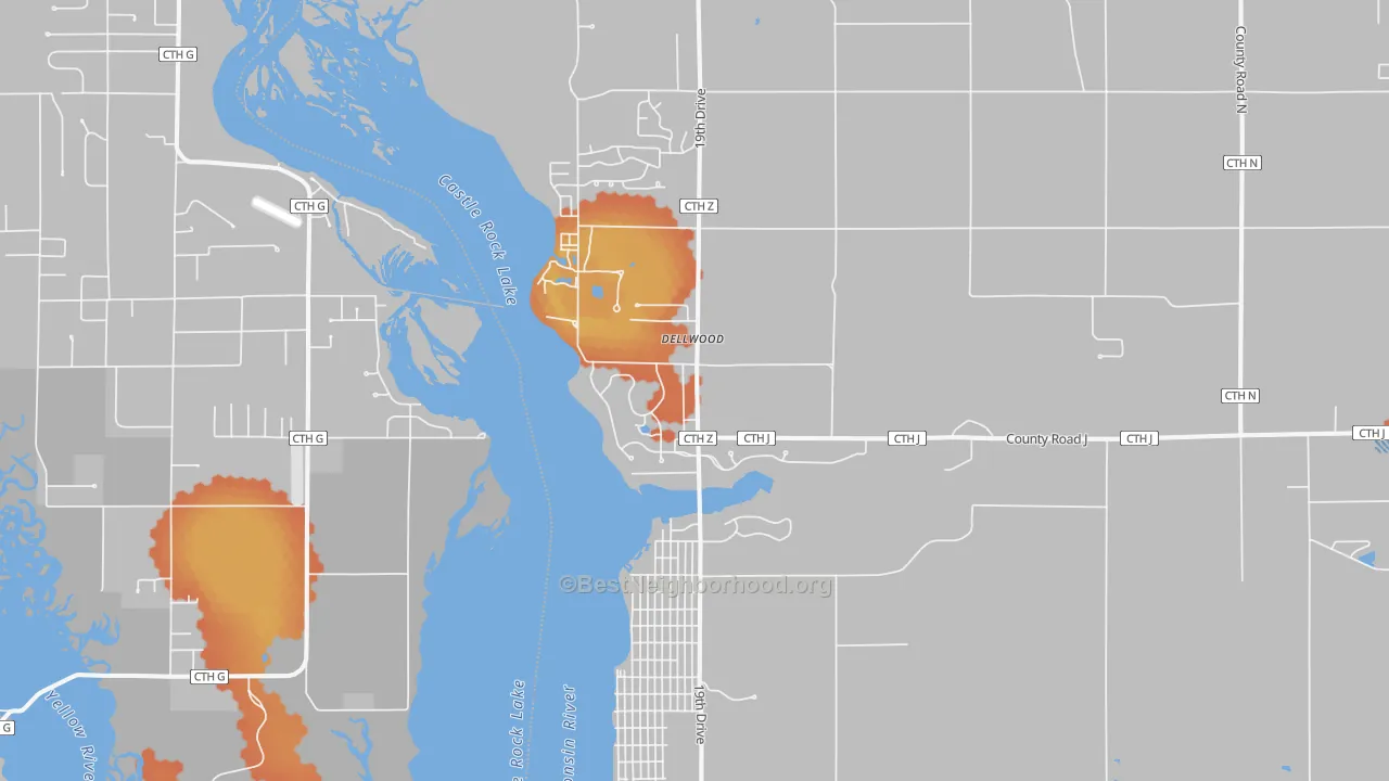 Bike Grade map of Dellwood, WI