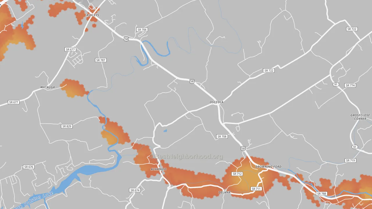 Bike Grade map of Delmar, VA