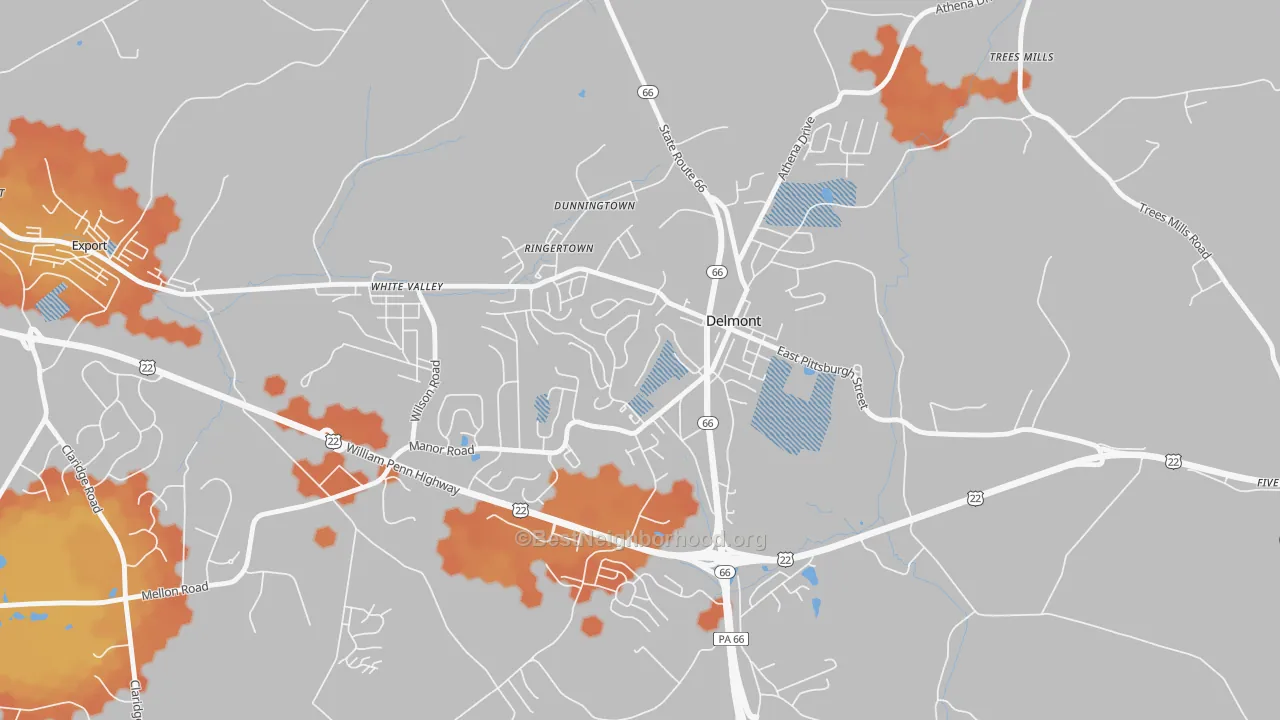 Bike Grade map of Delmont, PA