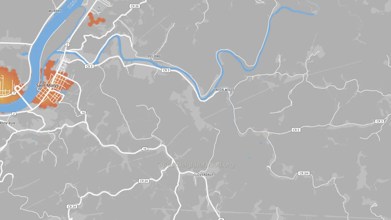 Bike Grade map of Delong, WV