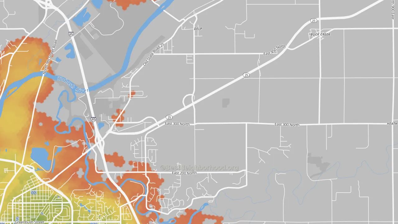 Bike Grade map of Delp, IN