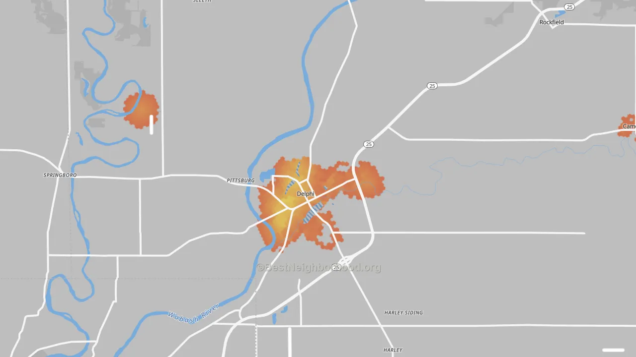Bike Grade map of Delphi, IN