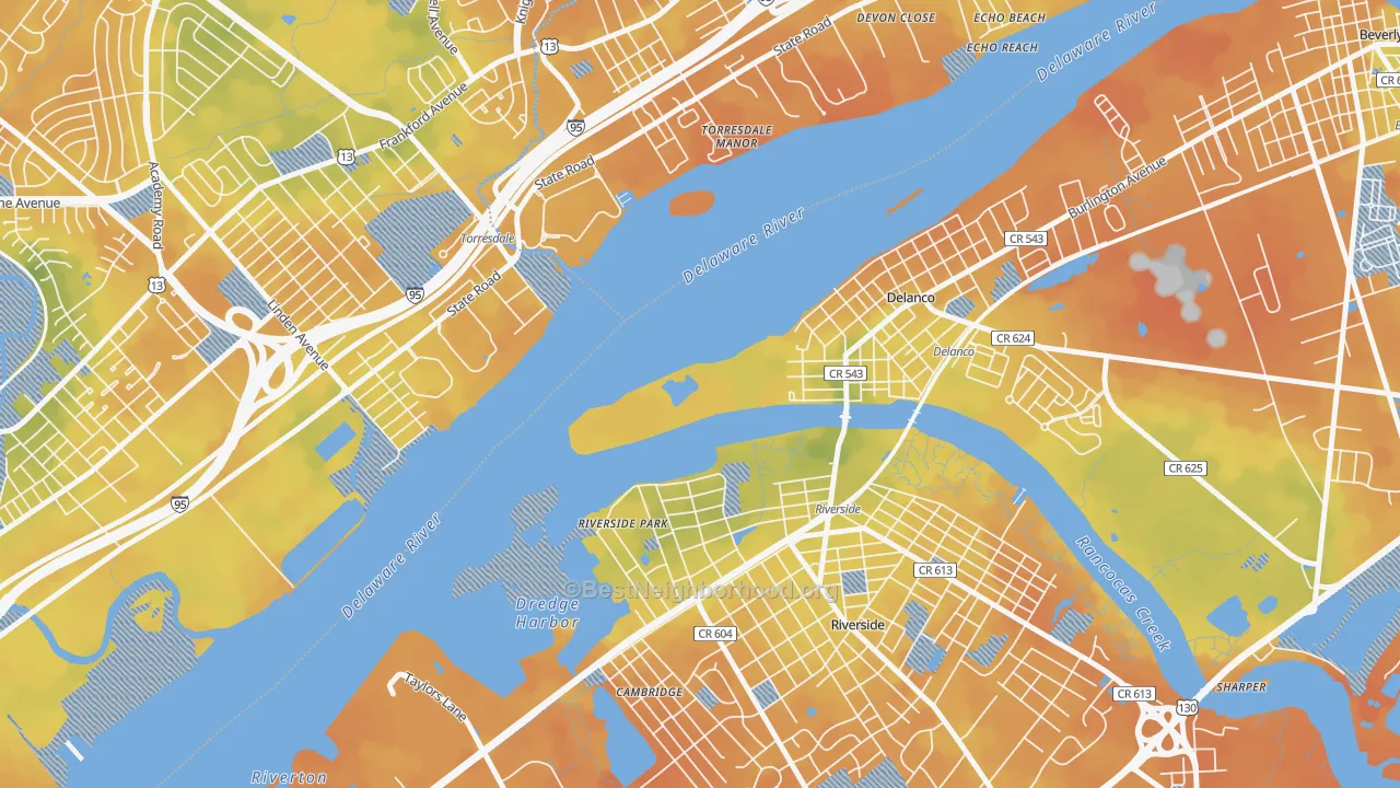 Bike Grade map of Delran, NJ