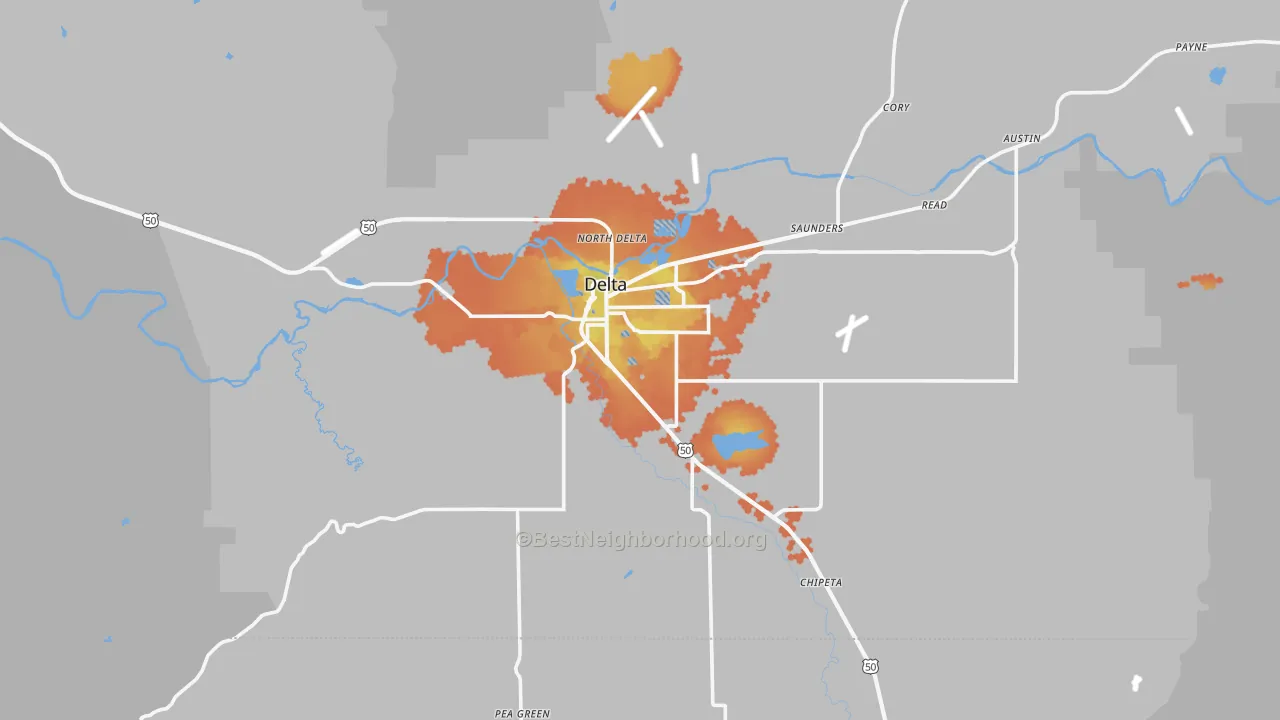 Bike Grade map of Delta, CO