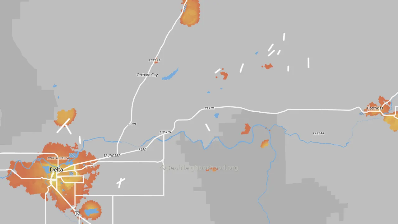 Bike Grade map of Delta County, CO
