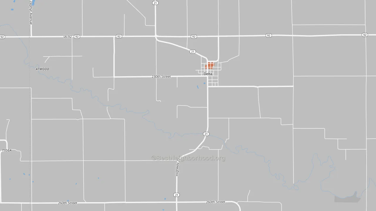 Bike Grade map of Delta, IA