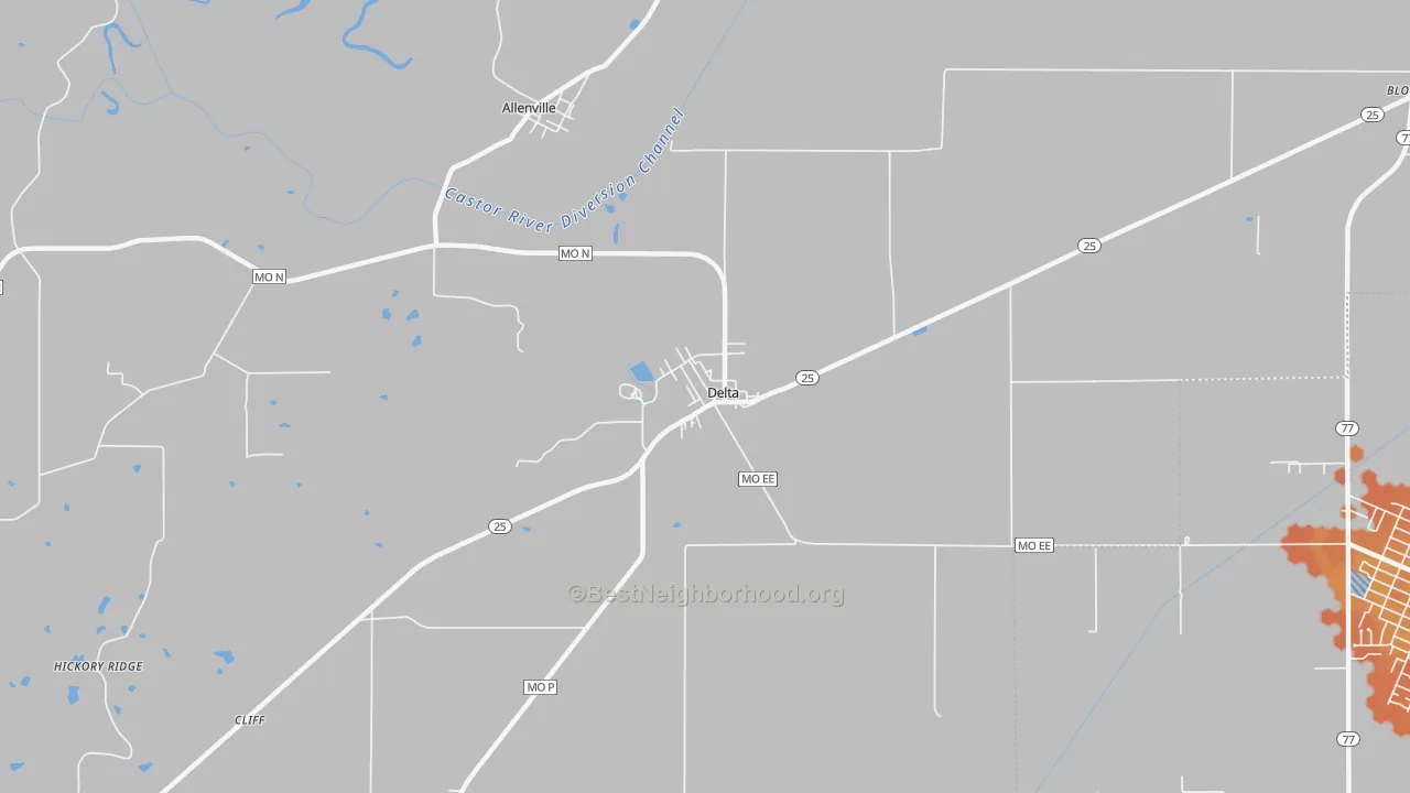 Bike Grade map of Delta, MO