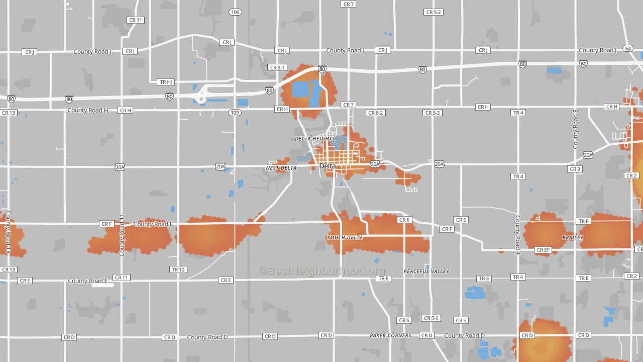 Bike Grade map of Delta, OH