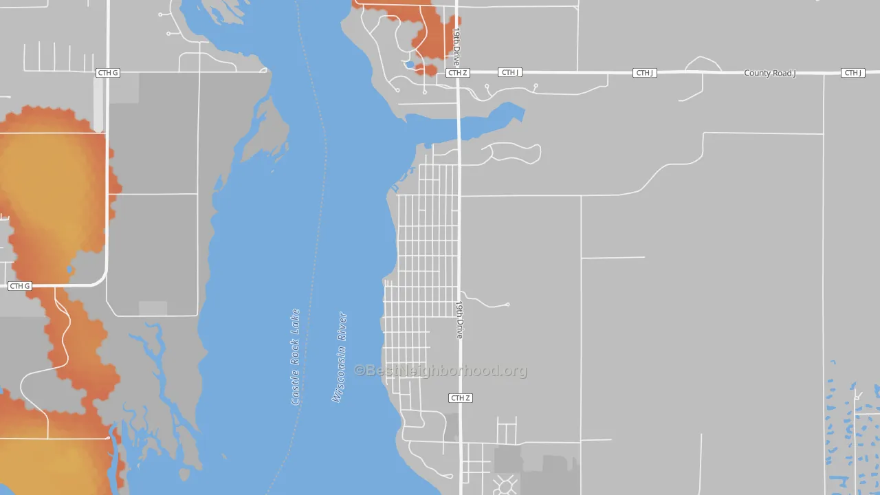 Bike Grade map of Delwood, WI