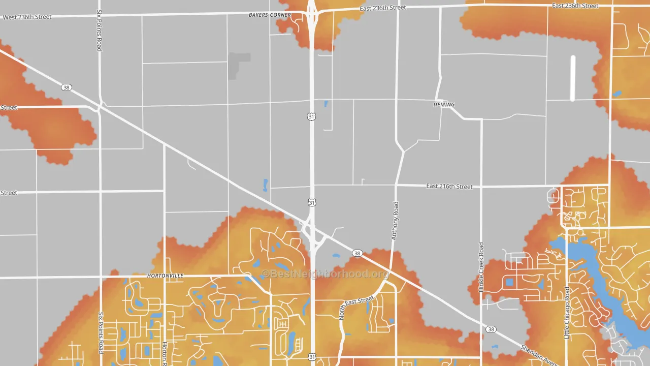 Bike Grade map of Deming, IN