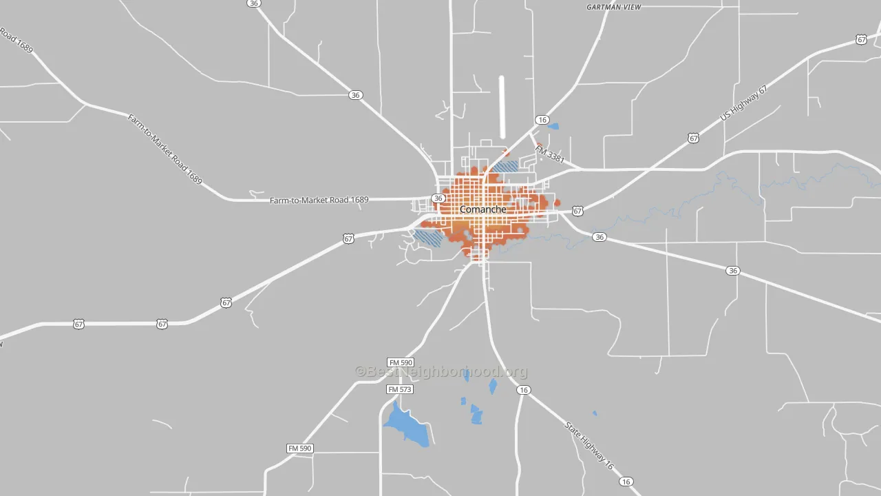 Bike Grade map of Democrat, TX
