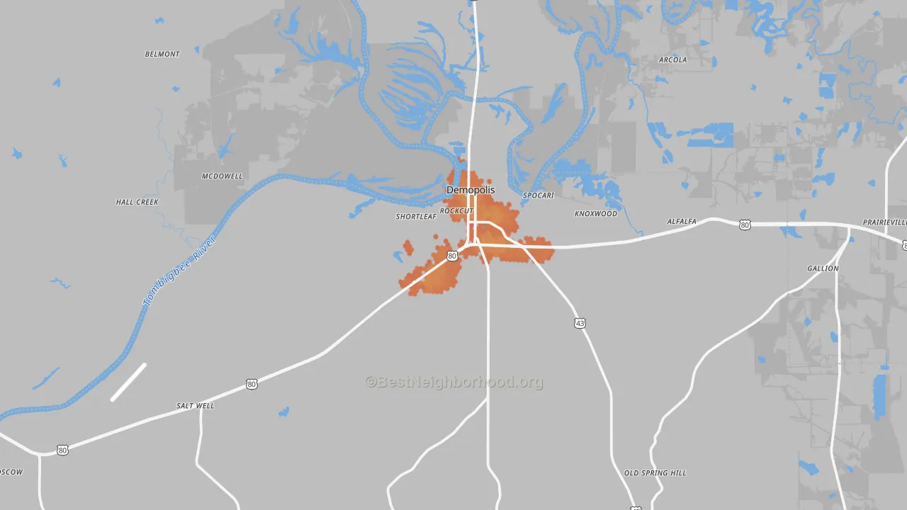 Bike Grade map of Demopolis, AL