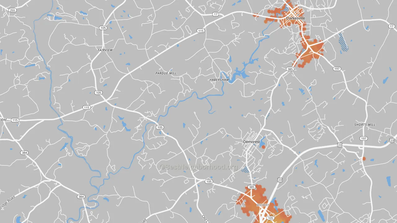 Bike Grade map of Demorest, GA