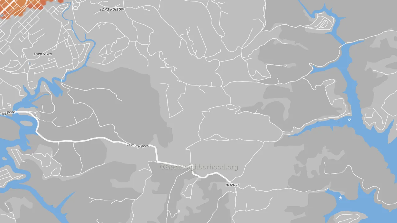 Bike Grade map of DeMory, TN