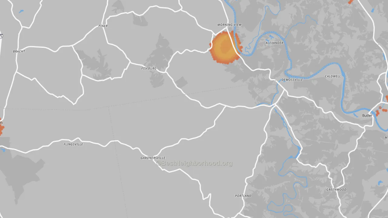 Bike Grade map of DeMossville, KY