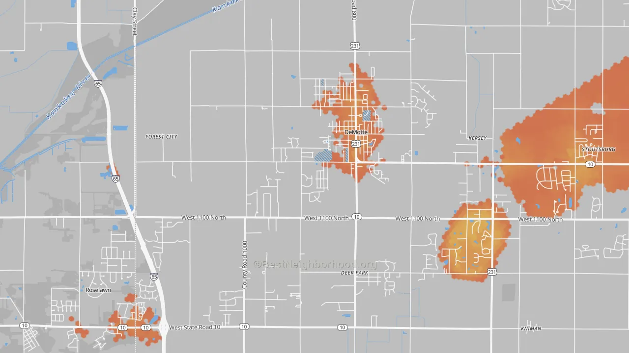 Bike Grade map of DeMotte, IN