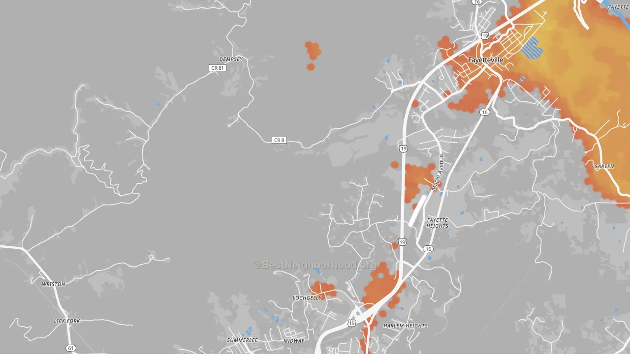 Bike Grade map of Dempsey, WV