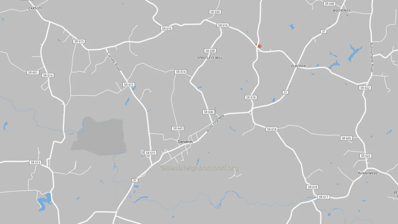 Bike Grade map of Dendron, VA