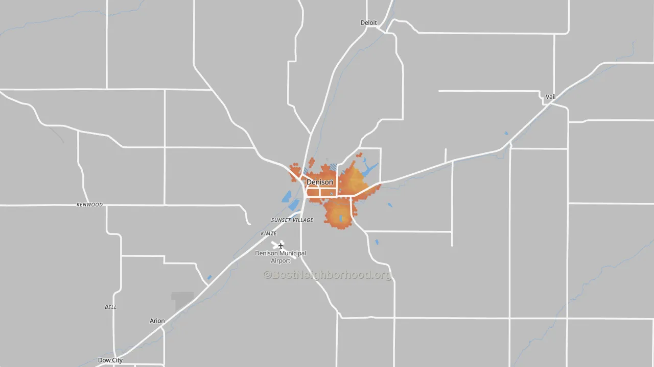 Bike Grade map of Denison, IA