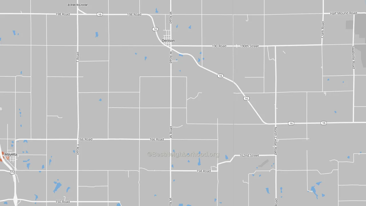 Bike Grade map of Denison, KS