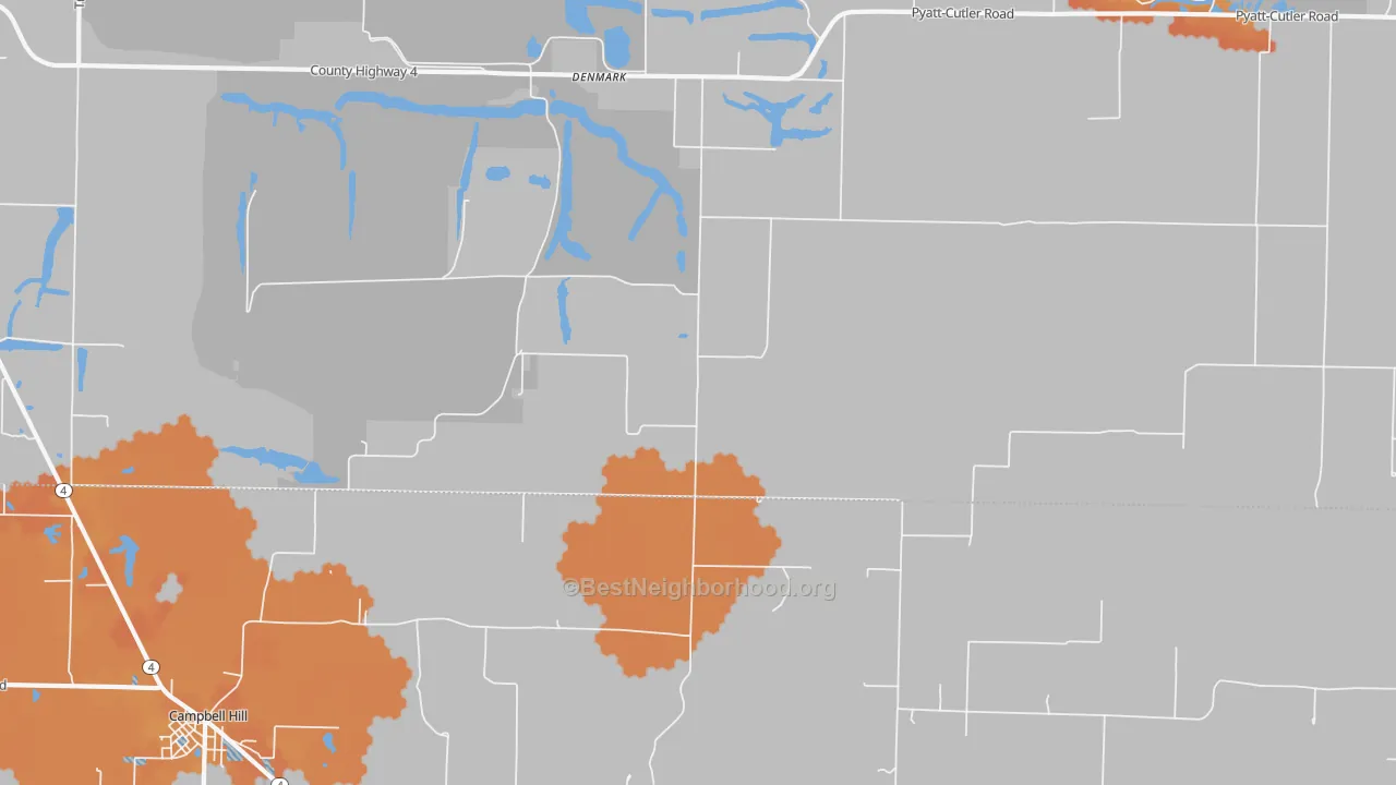Bike Grade map of Denmark, IL