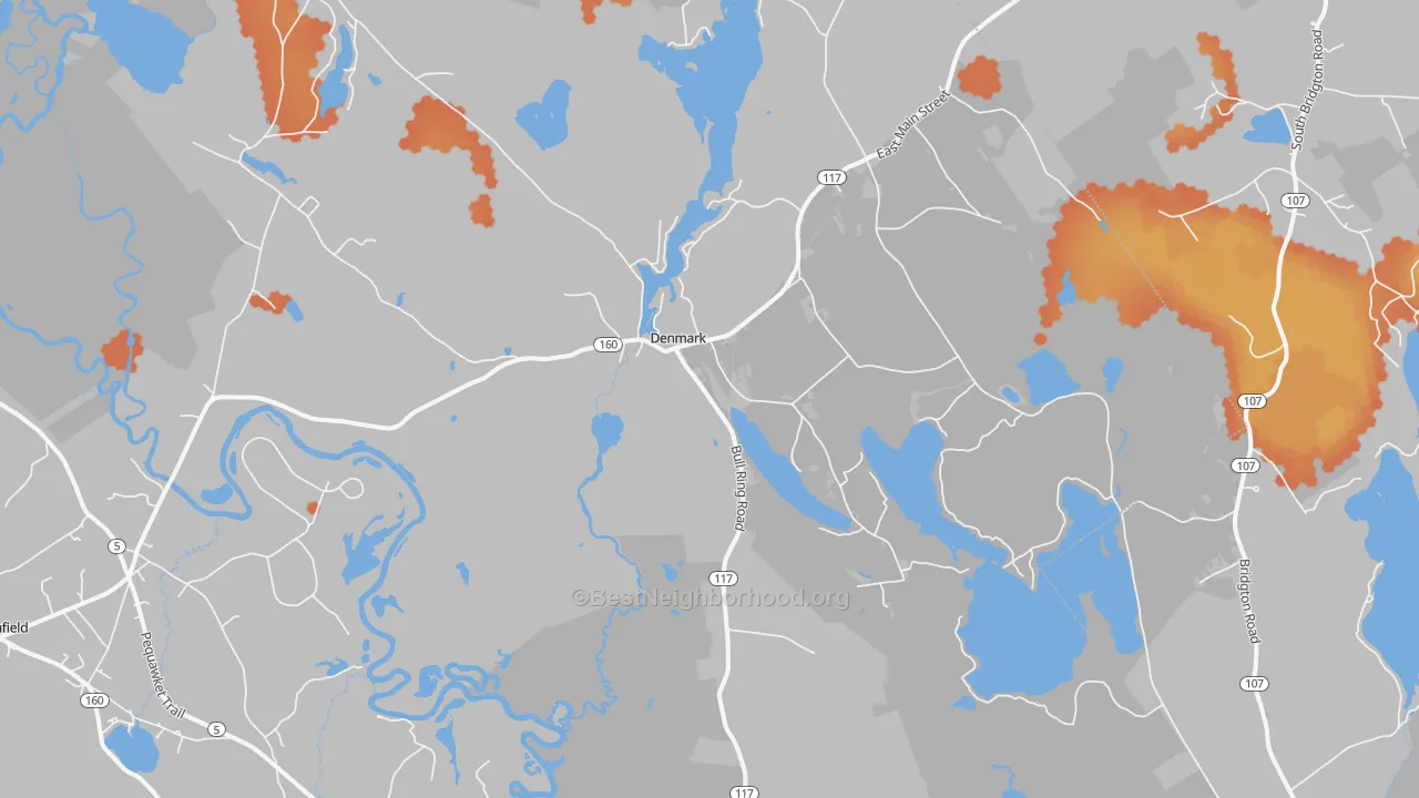 Bike Grade map of Denmark, ME
