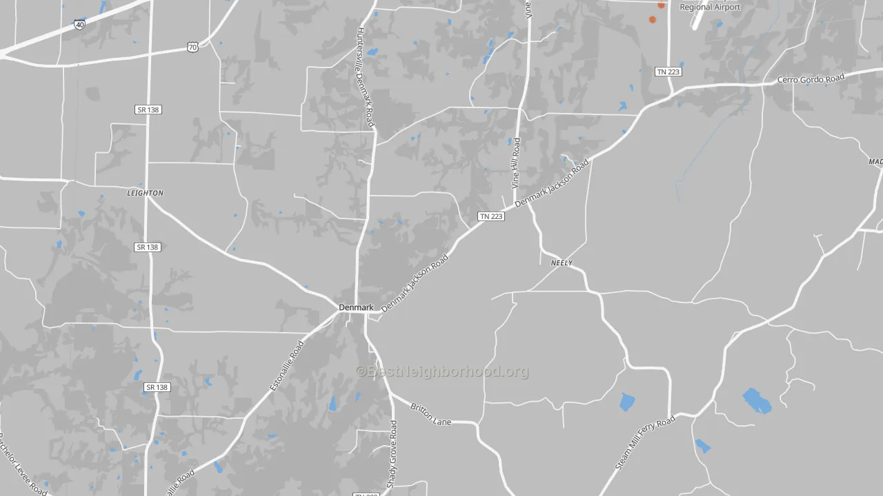 Bike Grade map of Denmark, TN