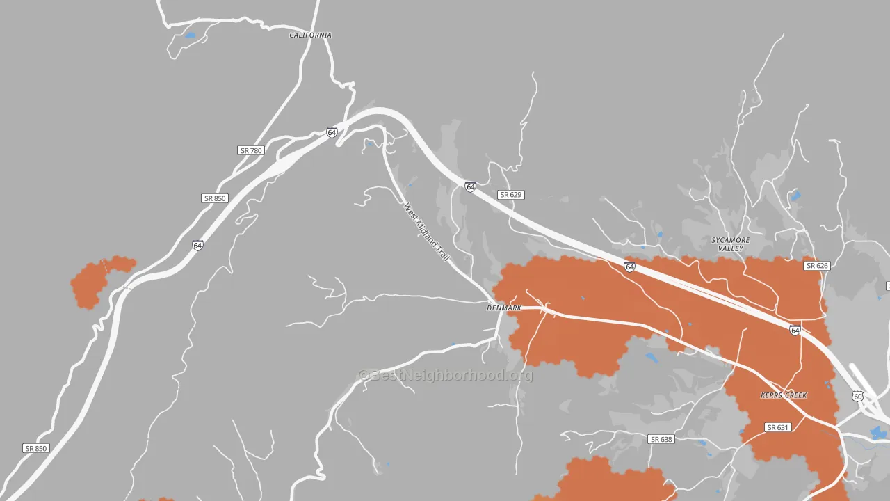 Bike Grade map of Denmark, VA
