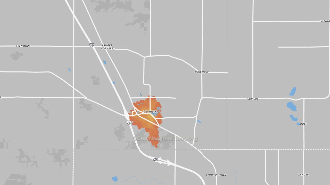 Bike Grade map of Denmark, WI