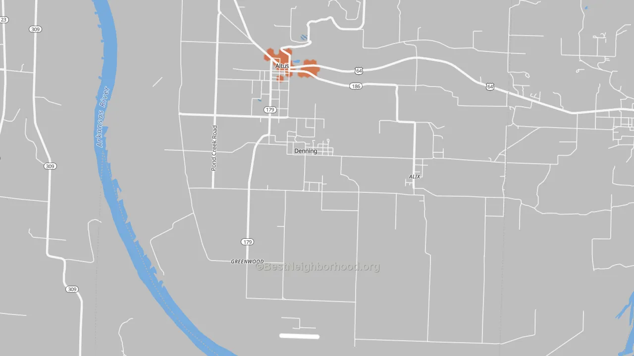 Bike Grade map of Denning, AR