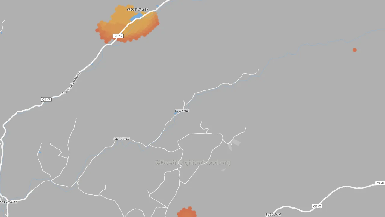 Bike Grade map of Denning, NY