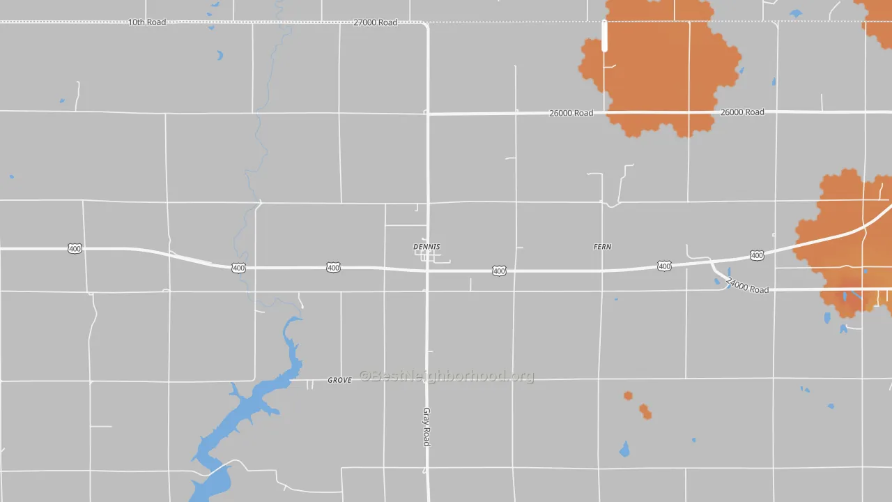 Bike Grade map of Dennis, KS