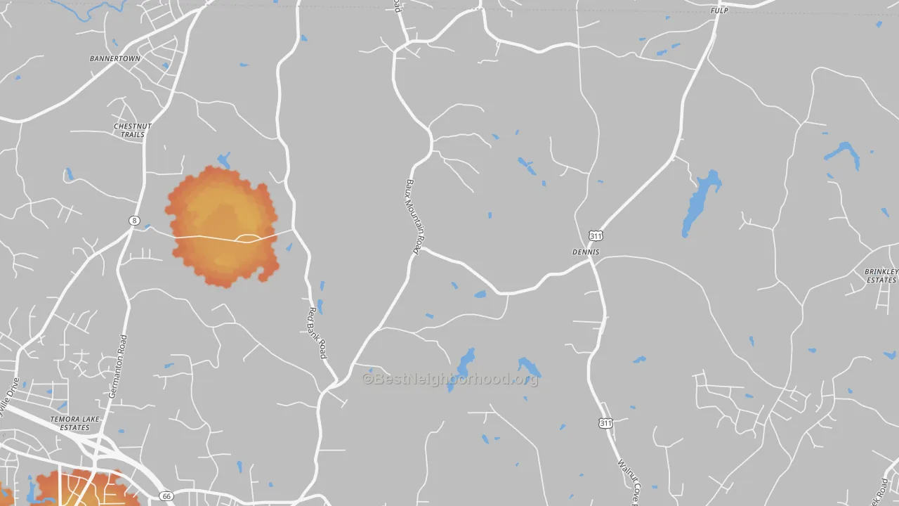 Bike Grade map of Dennis, NC