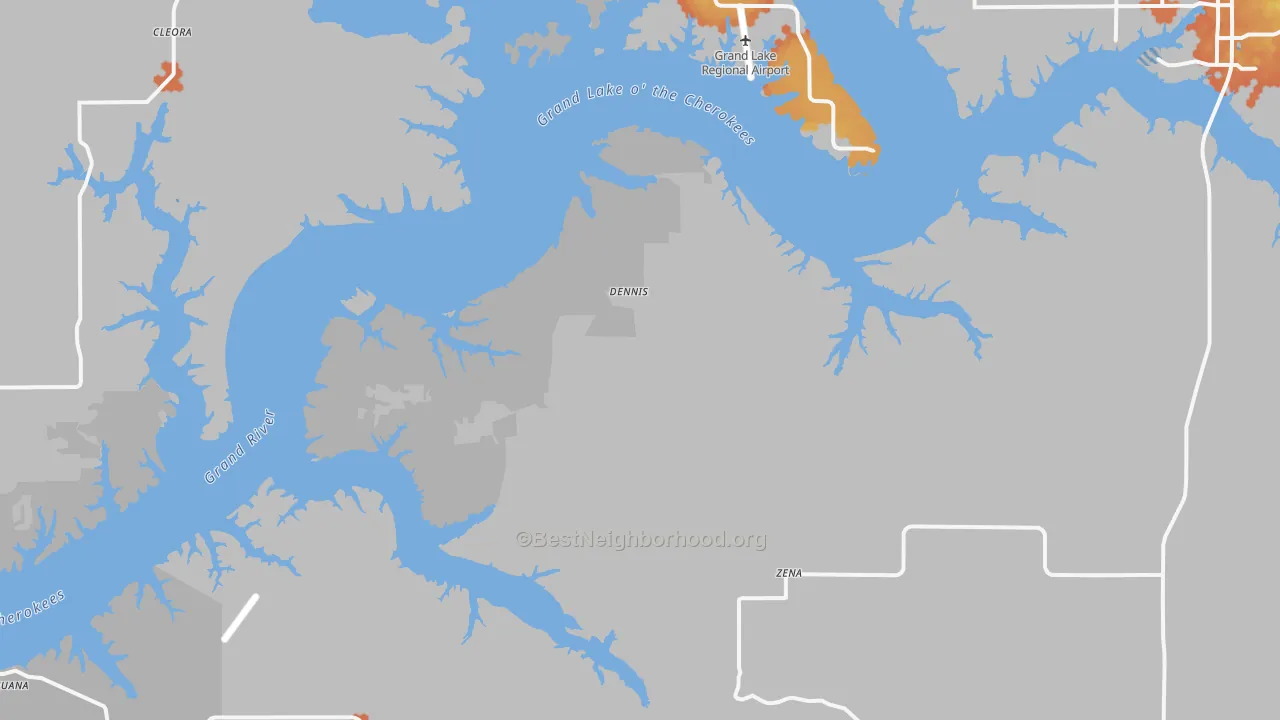 Bike Grade map of Dennis, OK