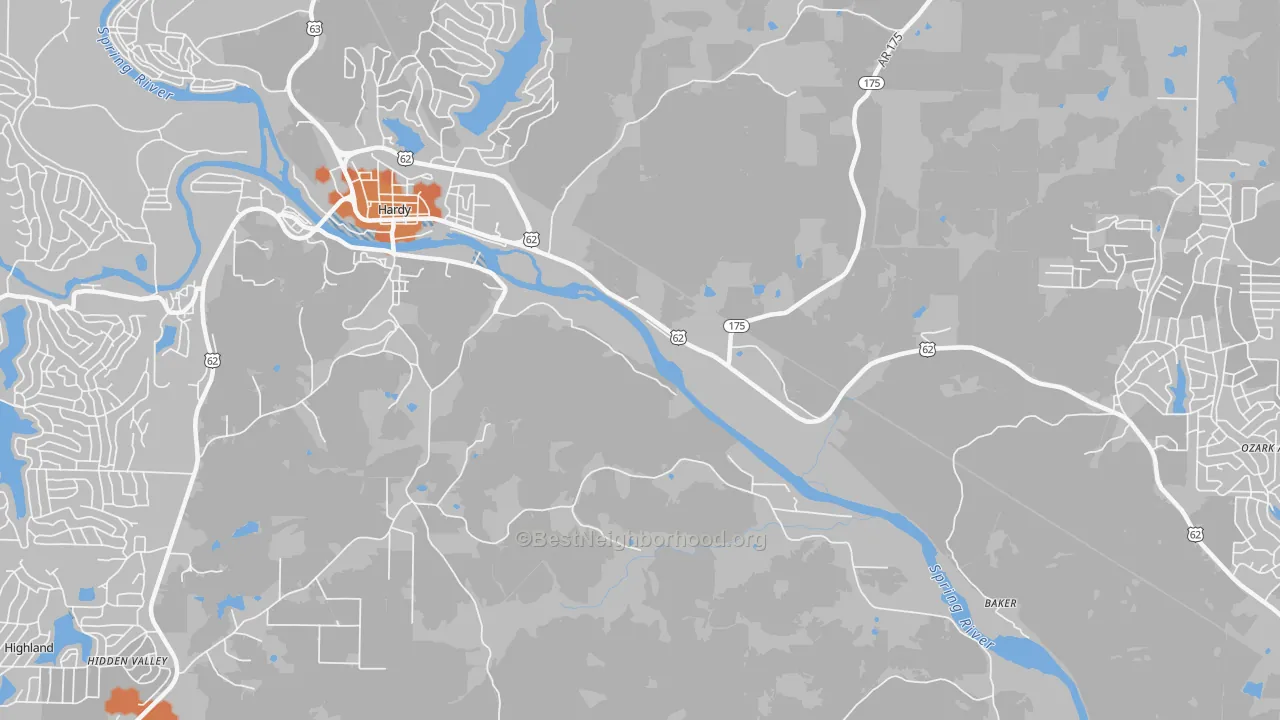 Bike Grade map of Dennison Heights, AR