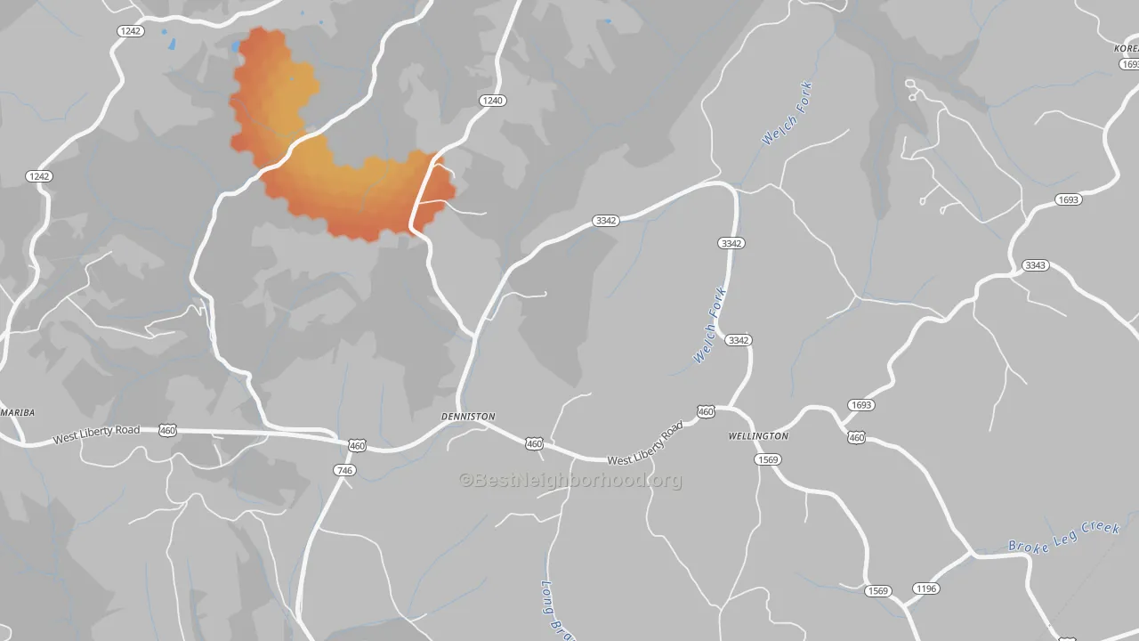 Bike Grade map of Denniston, KY