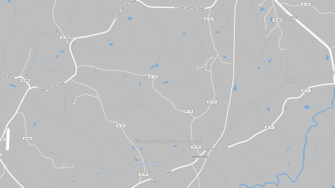 Bike Grade map of Denniston, VA