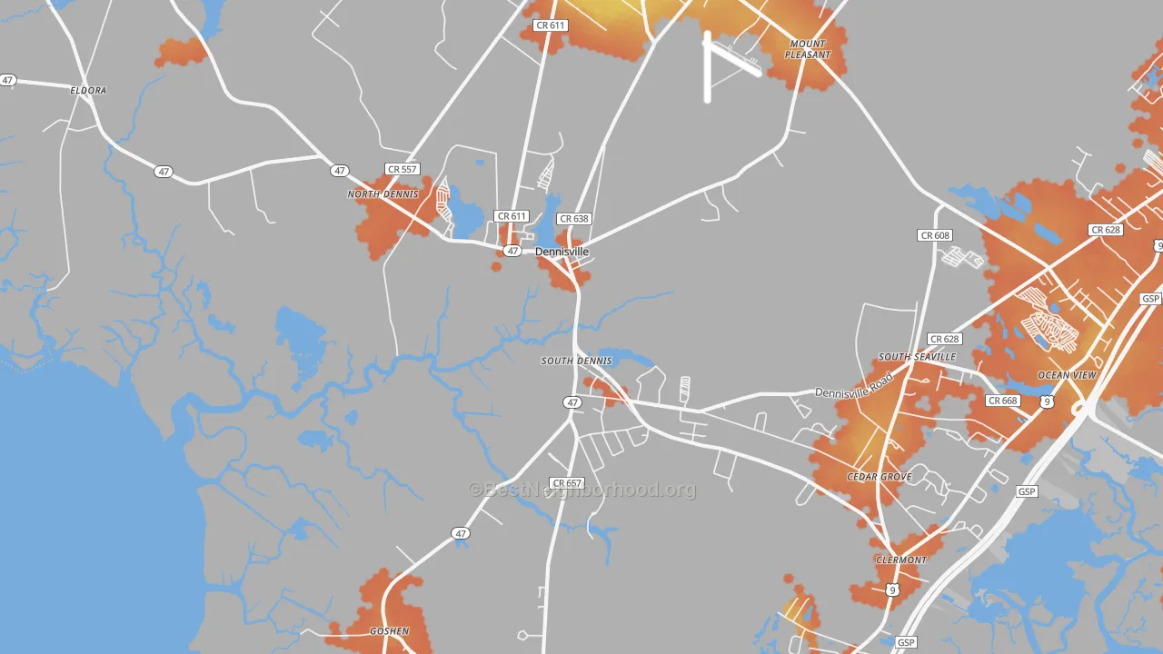 Bike Grade map of Dennisville, NJ