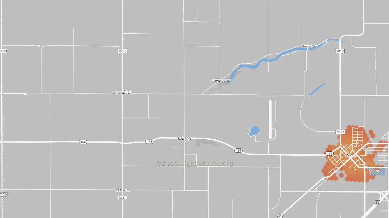 Bike Grade map of Denton, MO