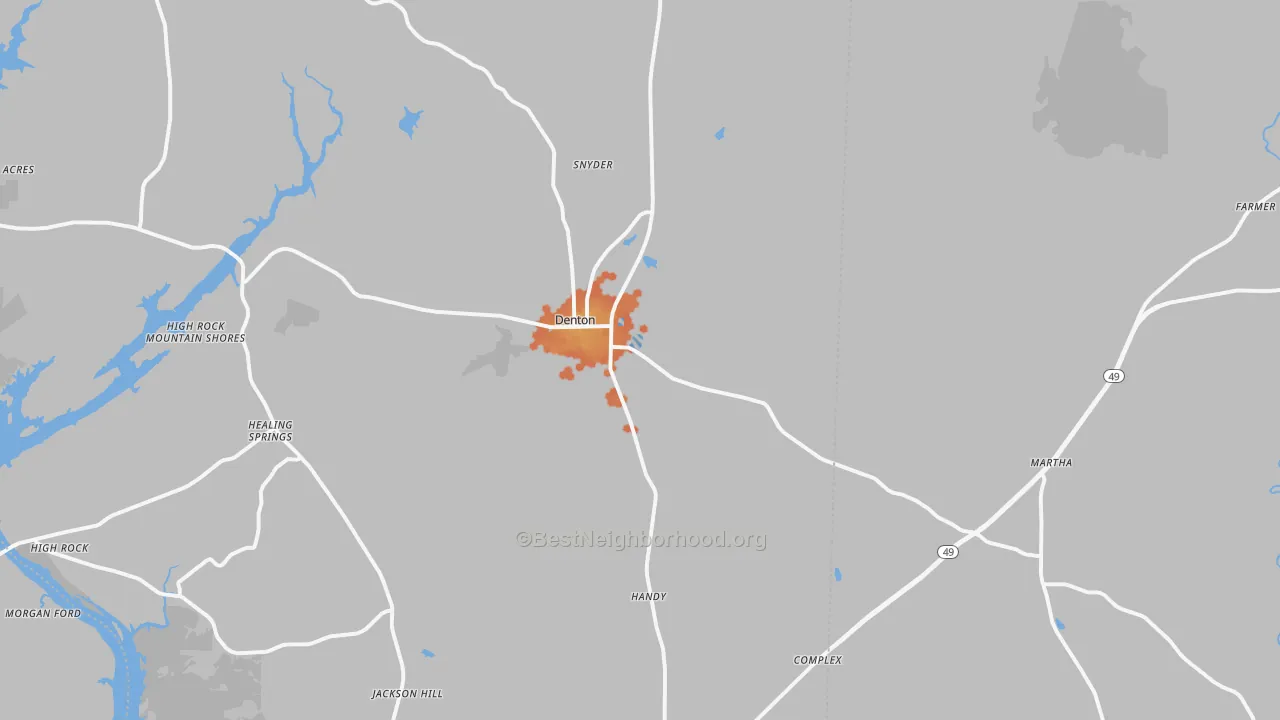 Bike Grade map of Denton, NC