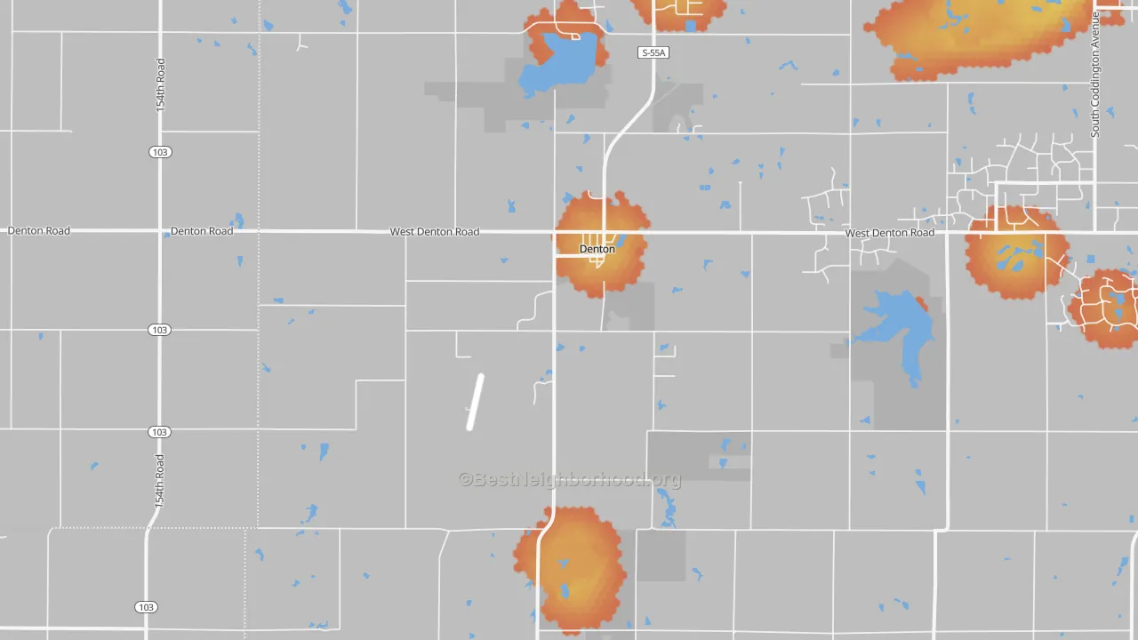 Bike Grade map of Denton, NE