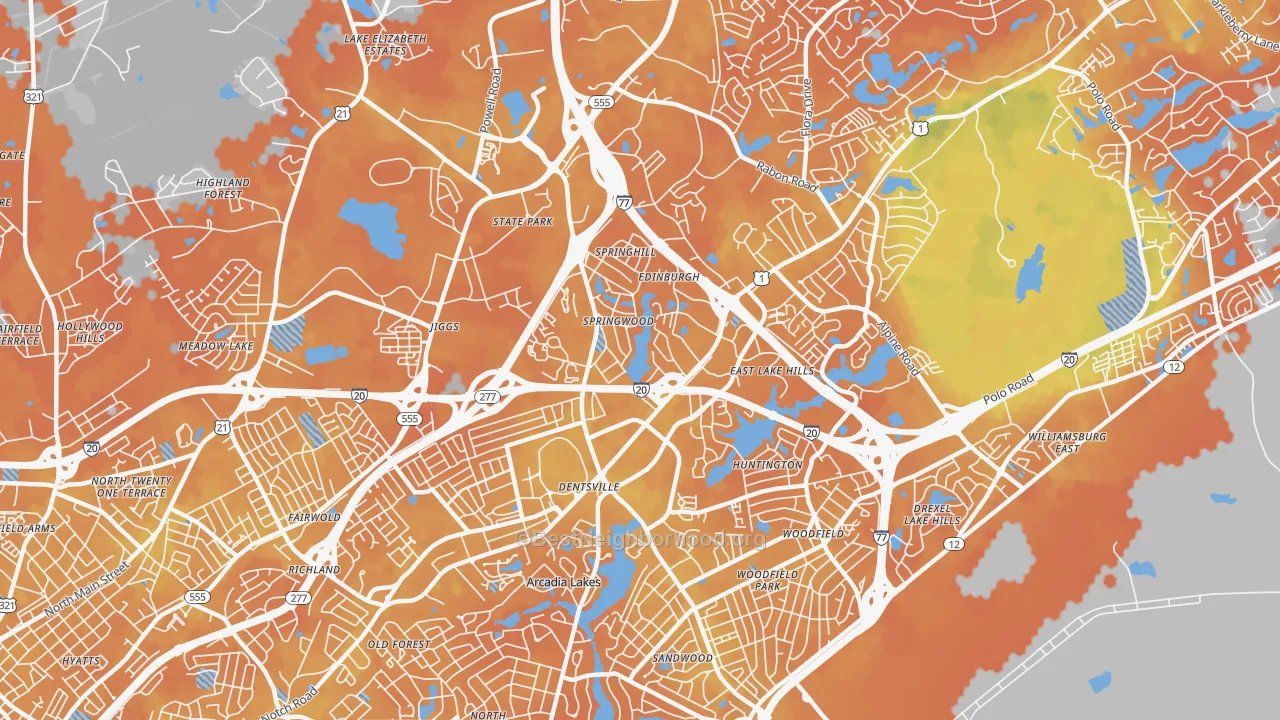 Bike Grade map of Dentsville, SC