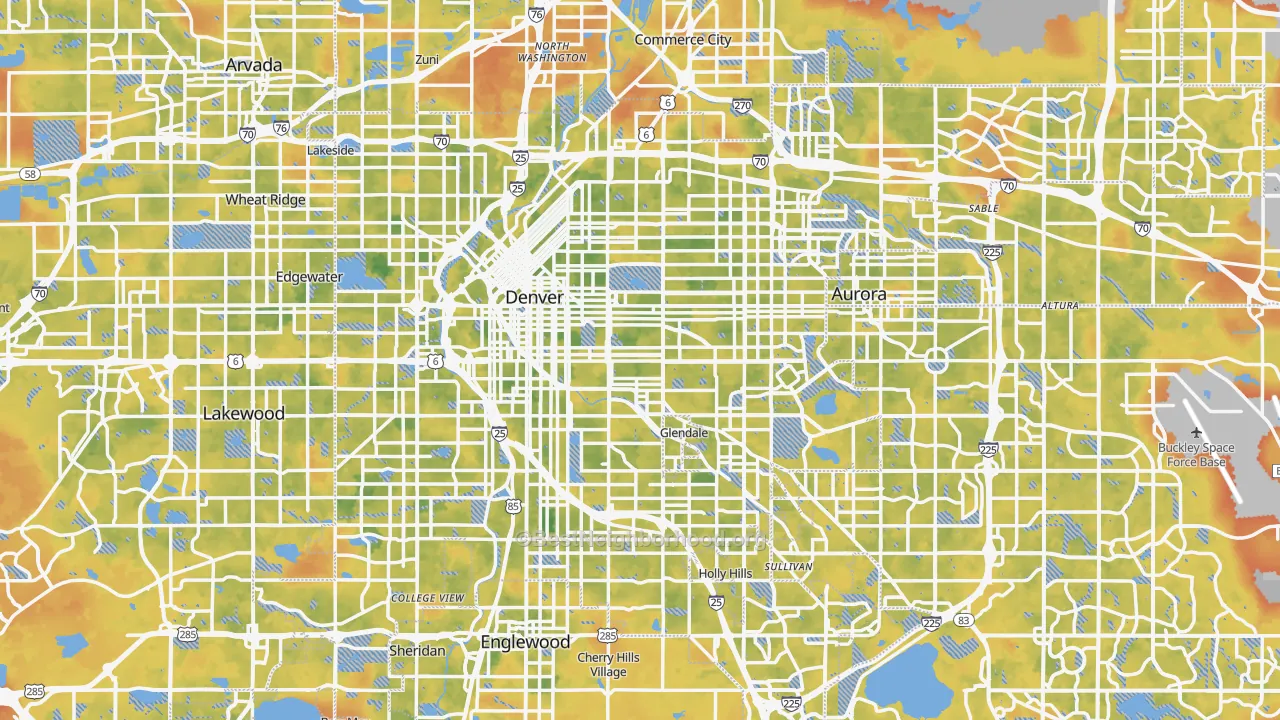 Bike Grade map of Denver, CO