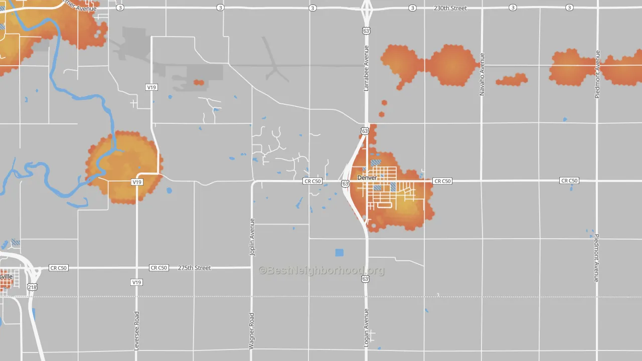 Bike Grade map of Denver, IA