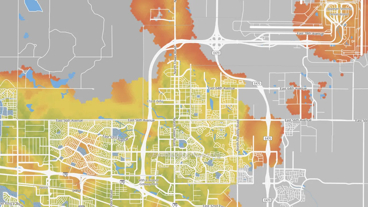 Bike Grade map of Denver International Airport, Denver, CO